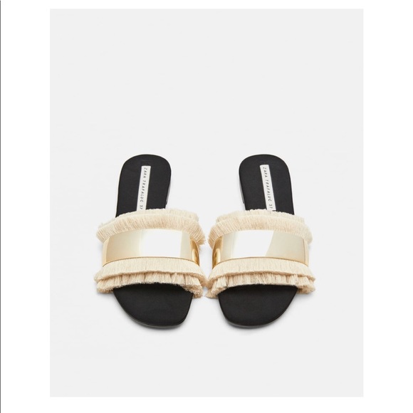 zara slides with fringe